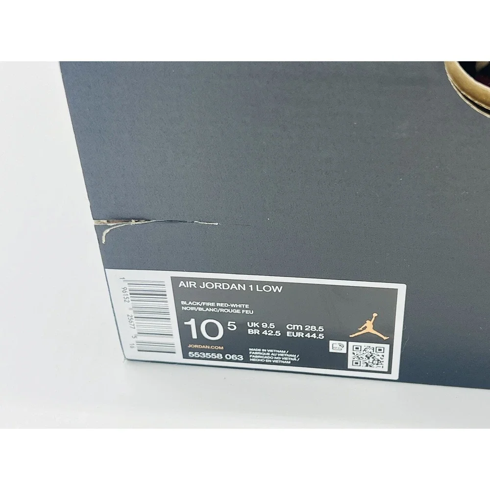 Size 10.5 - Nike Air Jordan 1 Low White Toe 2022 553558-063 (No Lid)